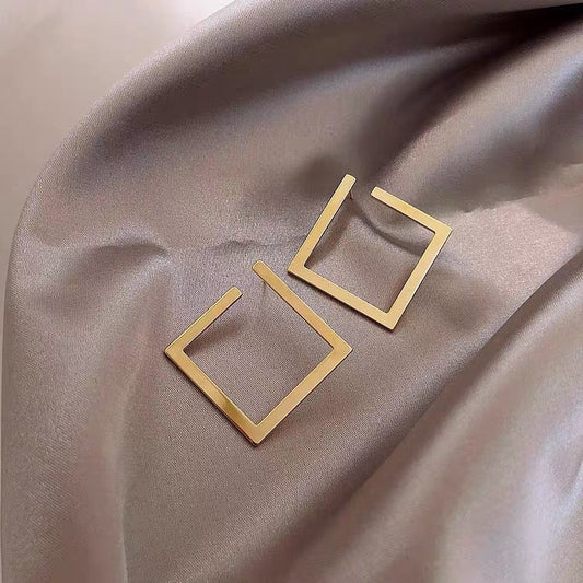 Simple Rhombus Exaggerated Geometry Three-dimensional Square Earrings