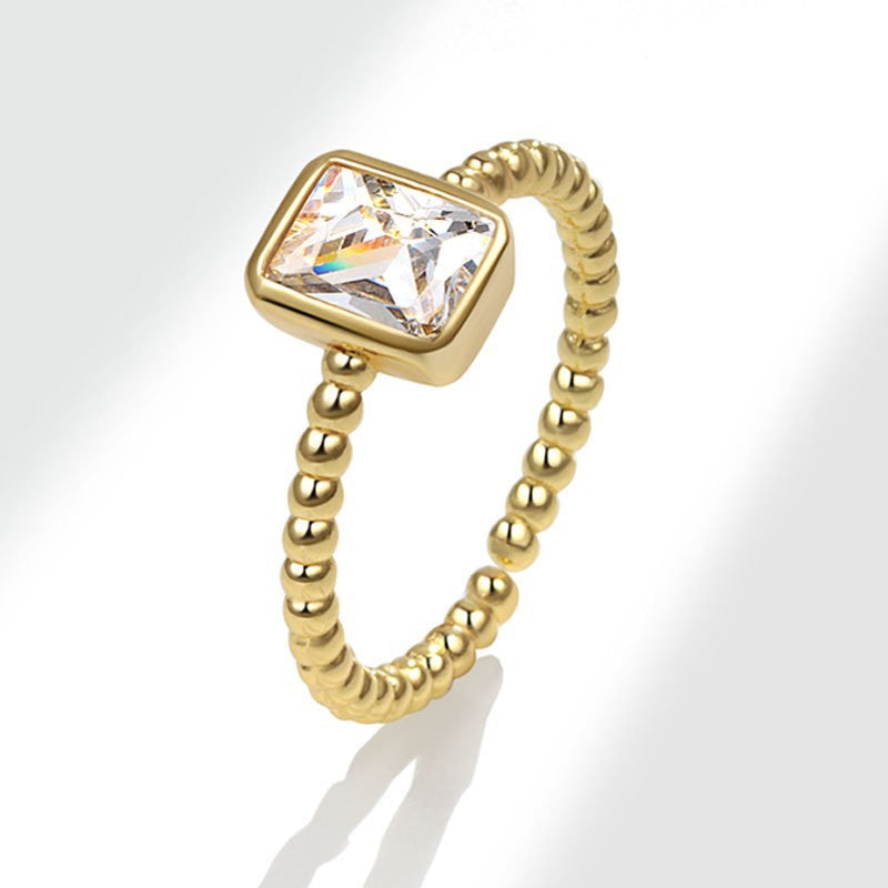 Style Square Zircon Set Female Fashion And Personality Gear Rings