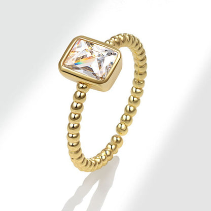 Style Square Zircon Set Female Fashion And Personality Gear Rings