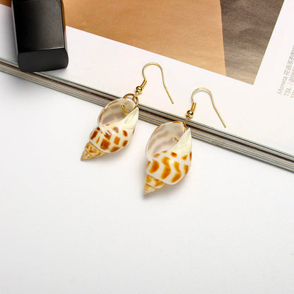 Creative Natural Shell Bohemian Conch Babylonia Earrings