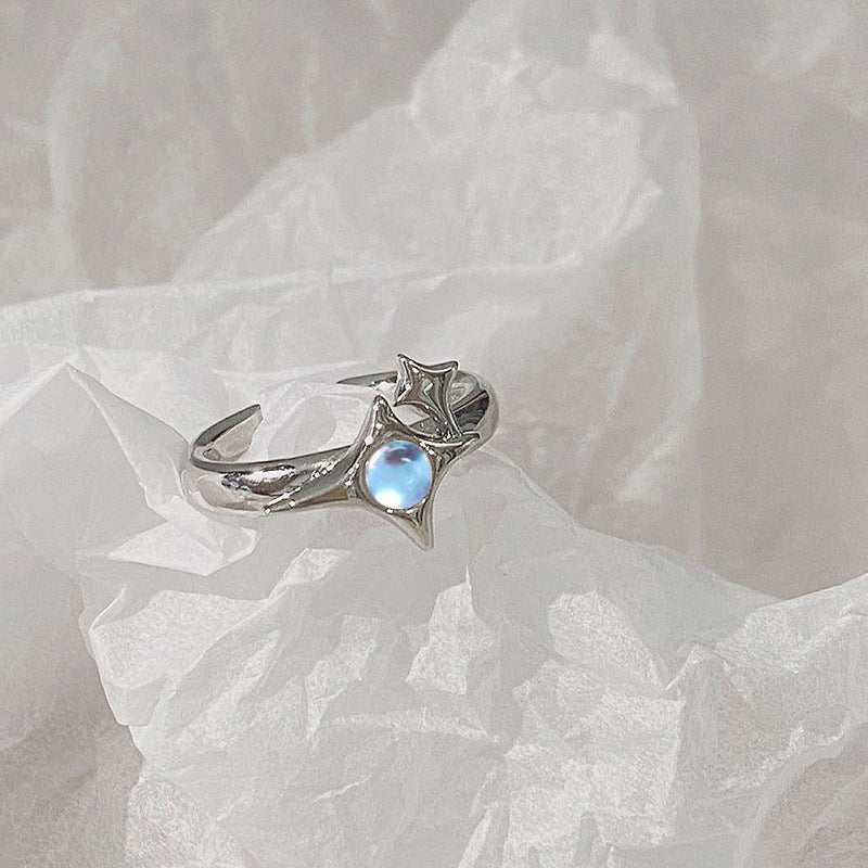 Women's Design Asterism Cold Style Light Luxury High-grade Moonstone Opal Rings