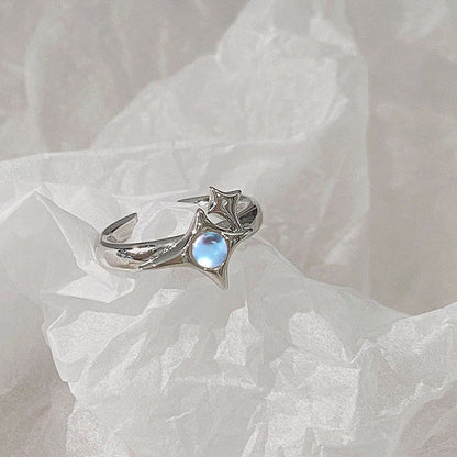 Women's Design Asterism Cold Style Light Luxury High-grade Moonstone Opal Rings
