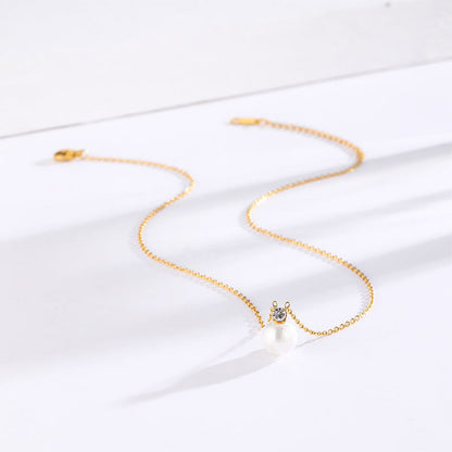 Pearl Temperament Wild Titanium Steel Female Niche Necklaces