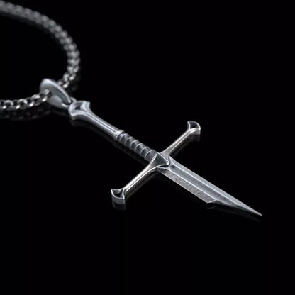 Sier Broken Sword Cross Samurai Pendant Necklaces