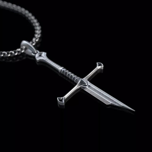 Sier Broken Sword Cross Samurai Pendant Necklaces