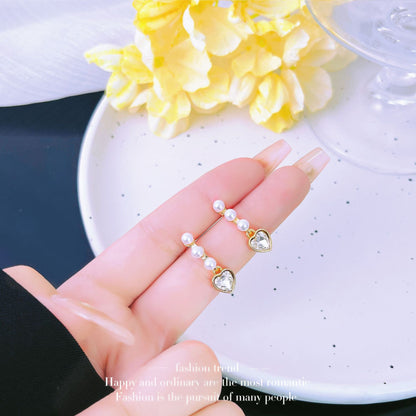 French Style Pearl Heart-shaped Ear High-grade Earrings