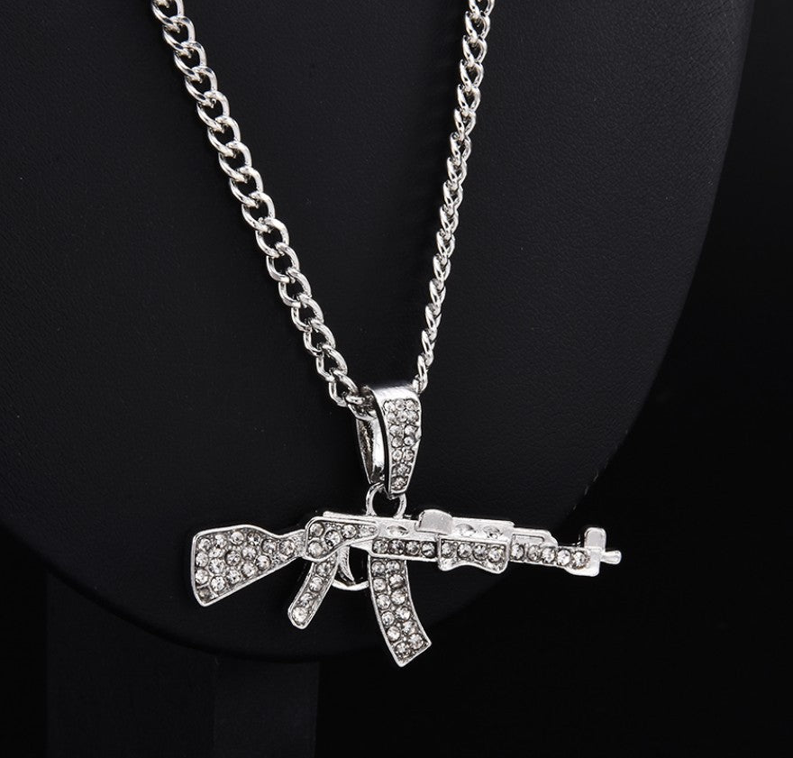 Hop Full Diamond Machine Gun Personalized Necklaces