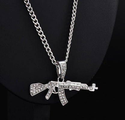 Hop Full Diamond Machine Gun Personalized Necklaces