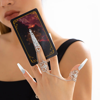 Women's Personality Punk Vintage Crown Chain Dark Hollow Pattern Rings