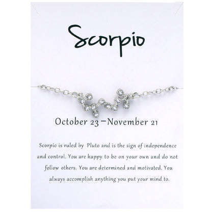 Diamond Twee Constellations Rhinestone Constellation Card Bracelets