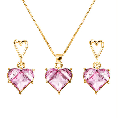 Pink Love Heart And Suite Peach Necklaces