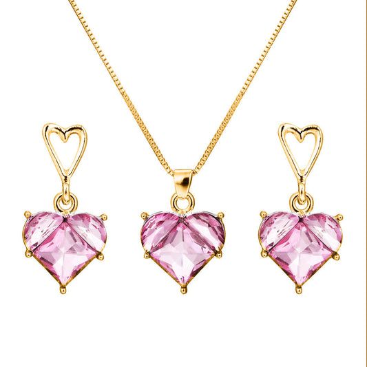 Pink Love Heart And Suite Peach Necklaces
