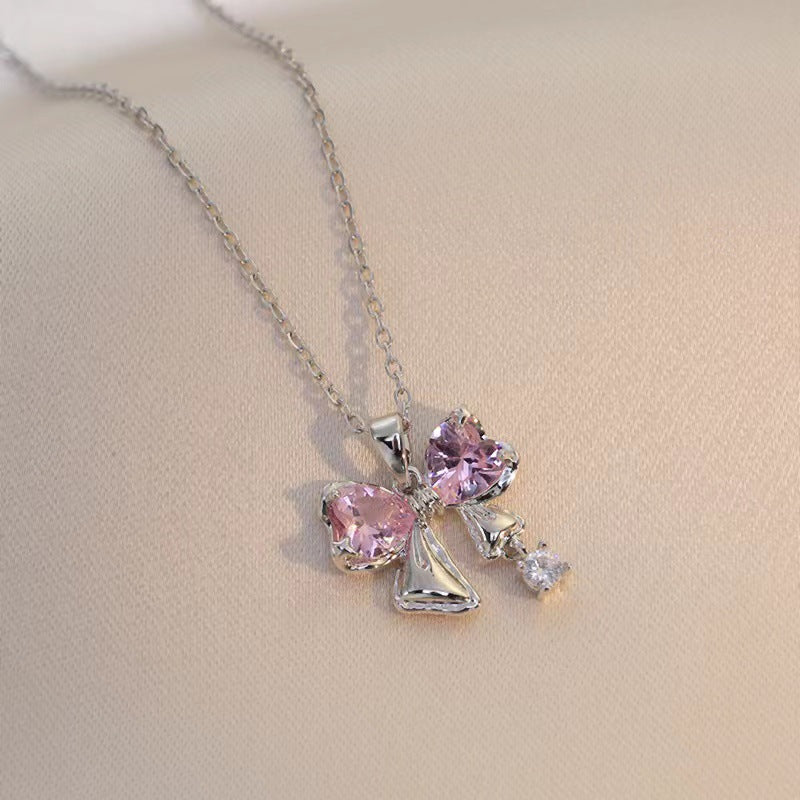 Fan Korean Style Butterfly Full Diamond Necklaces