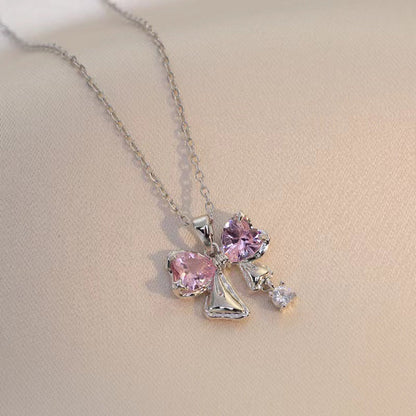 Fan Korean Style Butterfly Full Diamond Necklaces