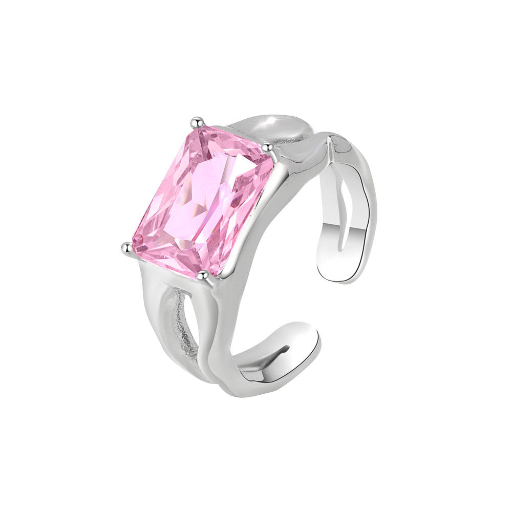 Women's Style Design Temperament Wild Pink Square Rings