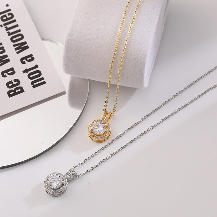 Women's Fashion Zircon Ornament Gold Plated Titanium Steel Clavicle Necklaces