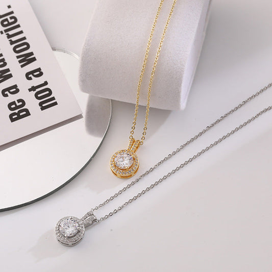 Women's Fashion Zircon Ornament Gold Plated Titanium Steel Clavicle Necklaces