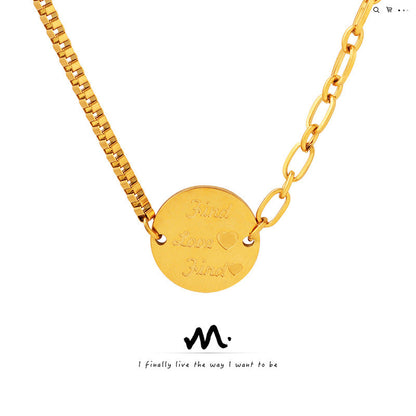 Hop Trend English Round Plate Pendant Stitching Necklaces