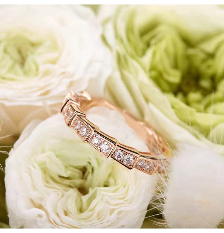 Design Snake Bone Rose Gold Plated Sterling Rings