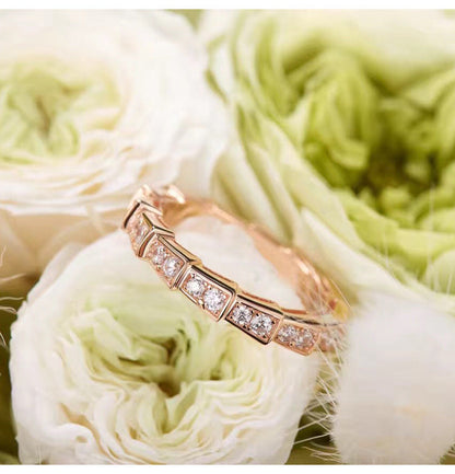 Design Snake Bone Rose Gold Plated Sterling Rings