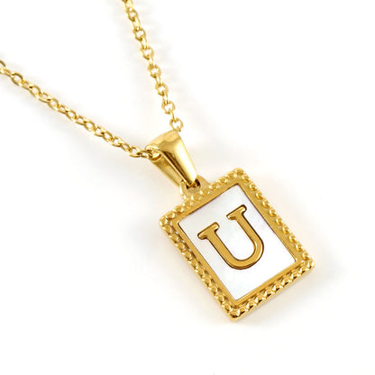 Gold Stainless Steel Shell Letter Female Titanium Pendant Necklaces