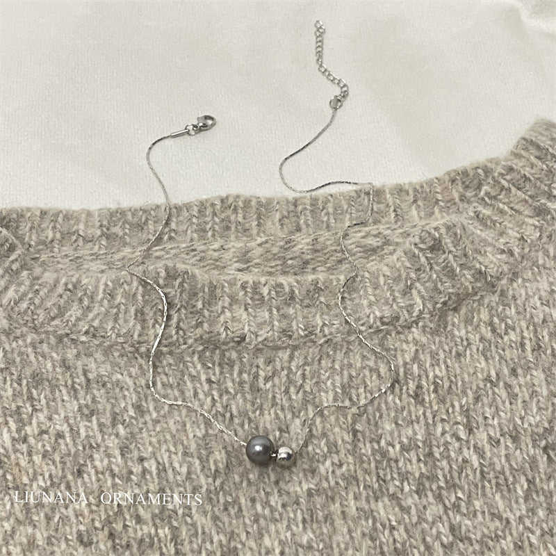 Retro Tahitian Gray Bright Pearl Pendant Temperament Necklaces