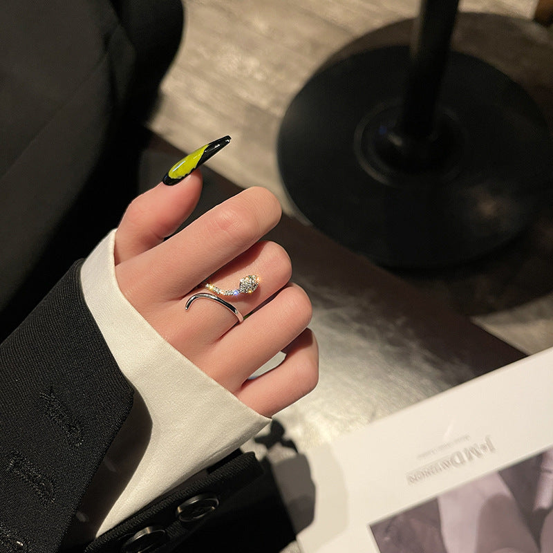 Flash Micro Inlaid Zircon Open Adjustable Cold Rings