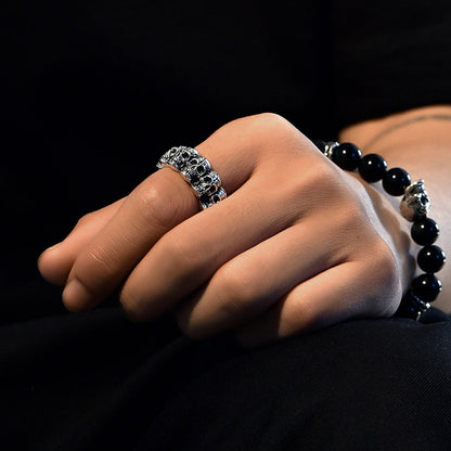 Men's Sier Skull Fashion High-grade Retro Personality Rings
