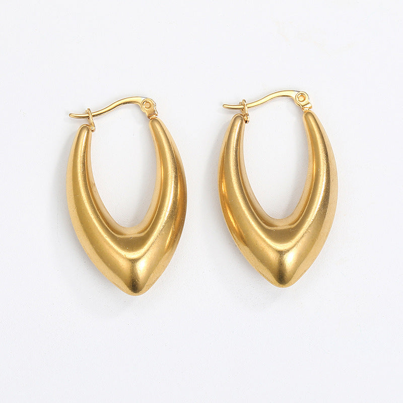 Steel Creative Geometric Letters Shaped Gold Earrings