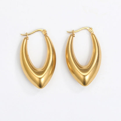 Steel Creative Geometric Letters Shaped Gold Earrings