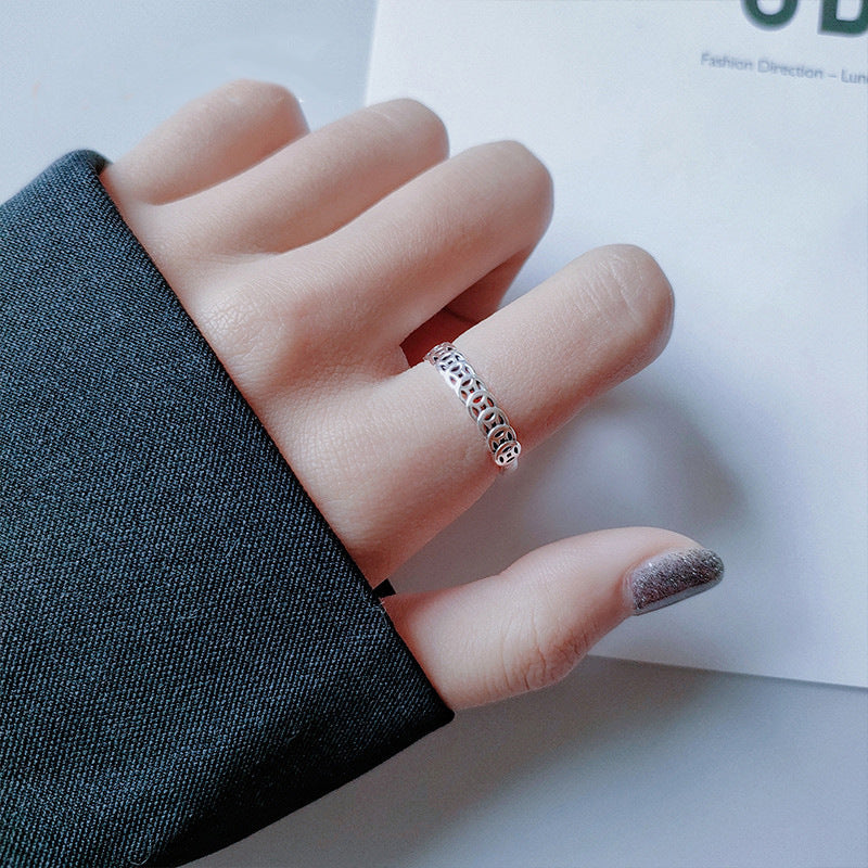 Female Money Drawing Coin Personalized Design Simple Niche Rings