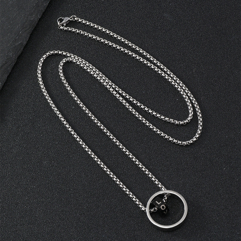 Men's Titanium Steel Pendant Black Carved Stainless Necklaces