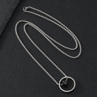 Men's Titanium Steel Pendant Black Carved Stainless Necklaces