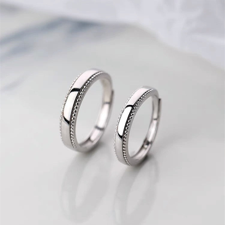 Women's & Men's & Sterling Sier Bilateral Dot Couple Design Simple Rings