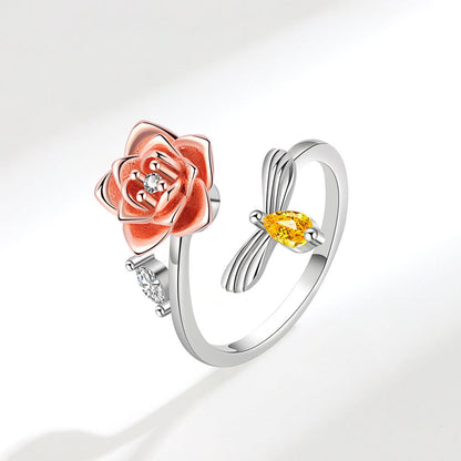 Rose Female Fashion Trendy Korean Flower Rings
