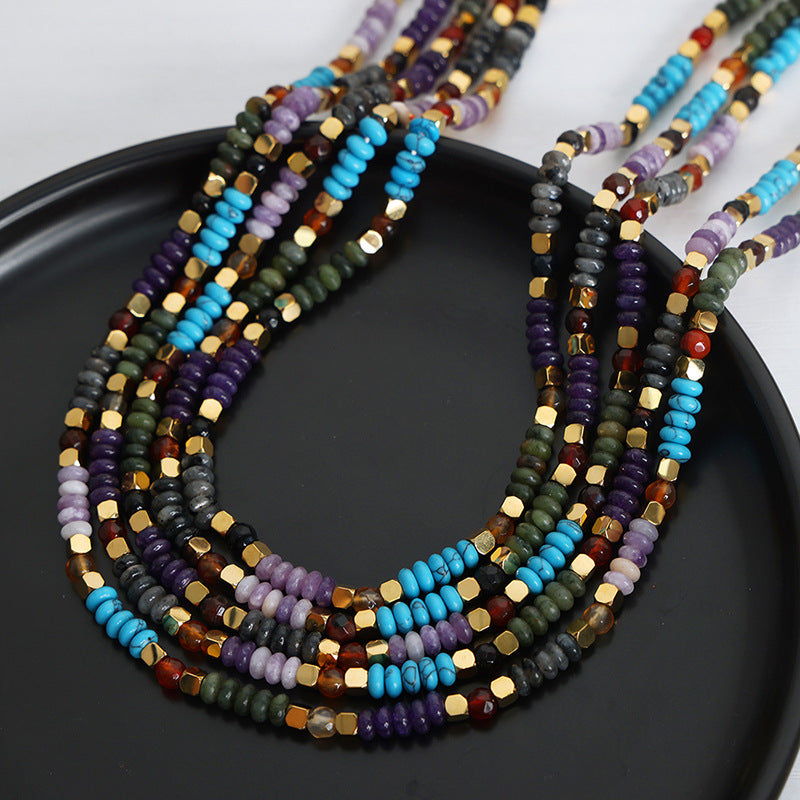 High-grade Light Luxury Mixed Color Natural Stone Abacus Necklaces