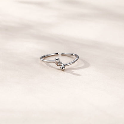 Round Beads Knotted Niche Style Open Rings