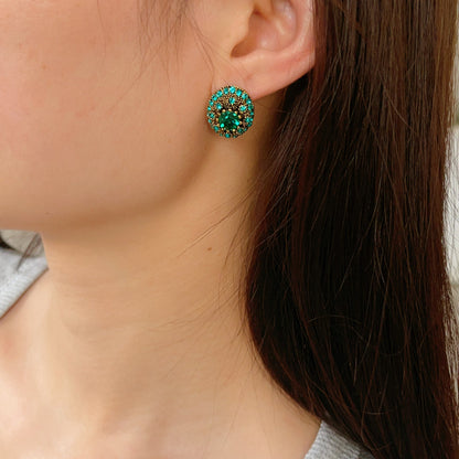 Affordable Luxury Style Green Gemstone French Geometric Earrings