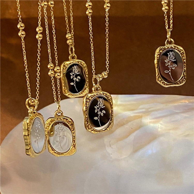 Mirror Rose Sweater Chain Graceful Titanium Necklaces