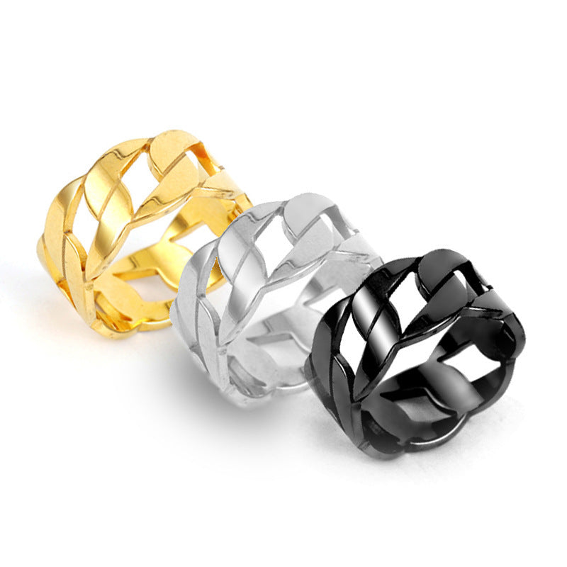 Women's Titanium Steel Thick Chain Cut Hollow Rings