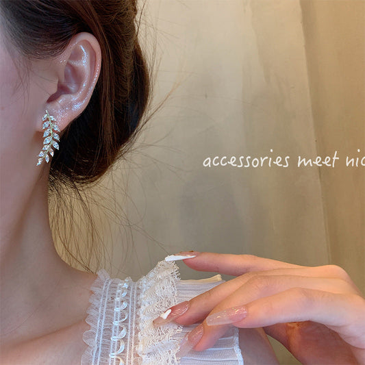 Light Luxury Zircon Wheat One-piece Multiple Earrings