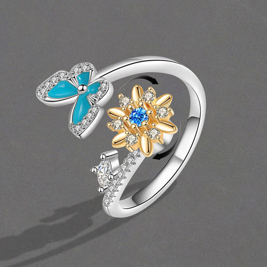 Rotating Butterfly Female Fashion Personality Design Rings