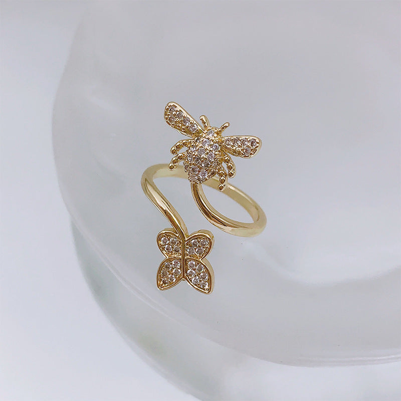 Diamond Love Heart Bow Tie Geometric Rings