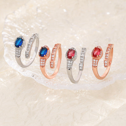 Affordable Luxury Style Red And Blue Diamond Simulated Snakes Rings