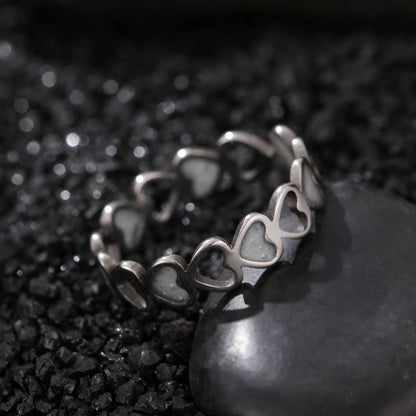 Cute Night Glow Ornament Fashion Geometric Stainless Steel Rings