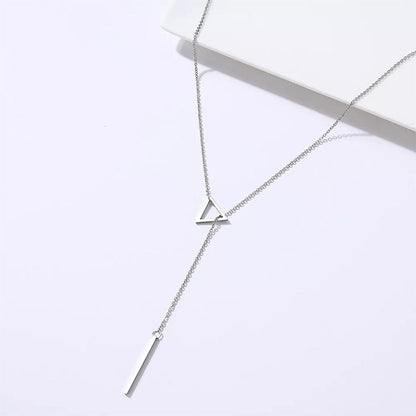 Women's Triangle Pendant Versatile Design Long Sweater Necklaces