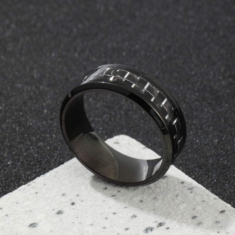 Men's Stainless Steel Ornament Simple Carbon Fiber Multicolor Rings