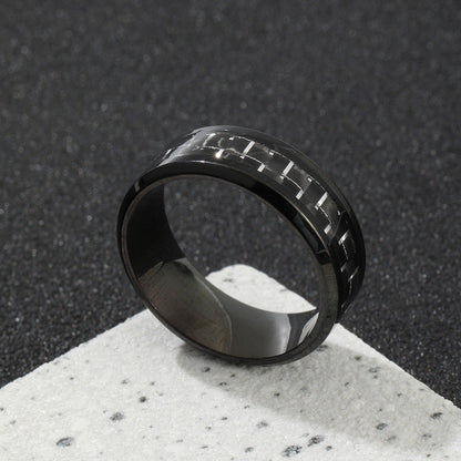 Men's Stainless Steel Ornament Simple Carbon Fiber Multicolor Rings