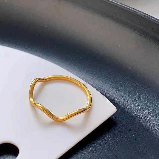 Geometric Wave Simple Female Titanium Steel Rings
