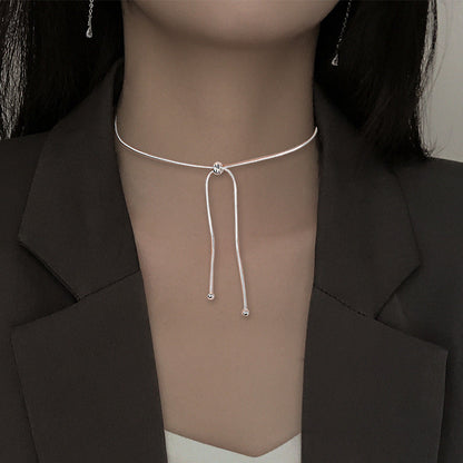 Pull Telescopic Snake Bone Round Beads Adjustable Simple Necklaces